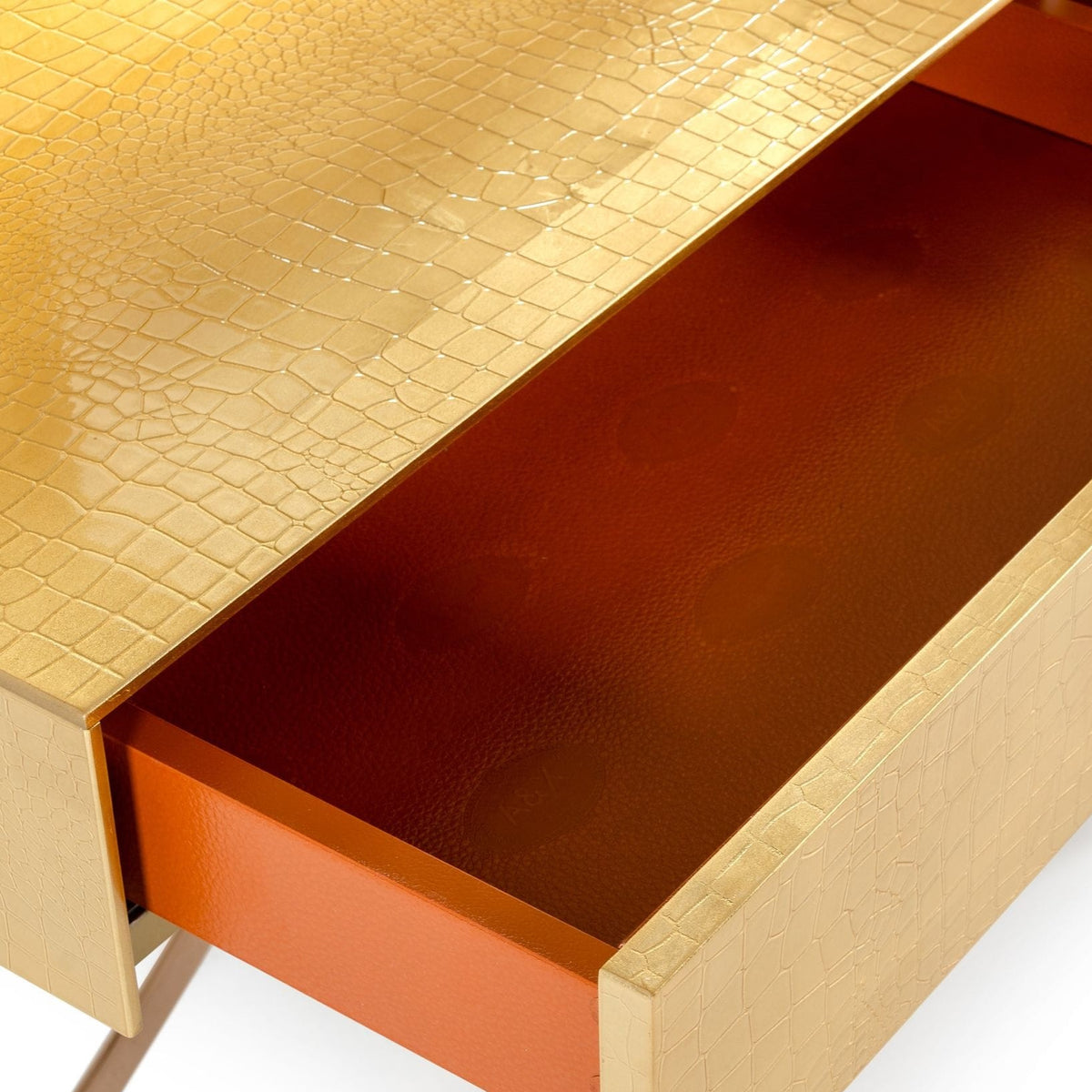 Aversa Gold Crocodile Console Table & Mirror