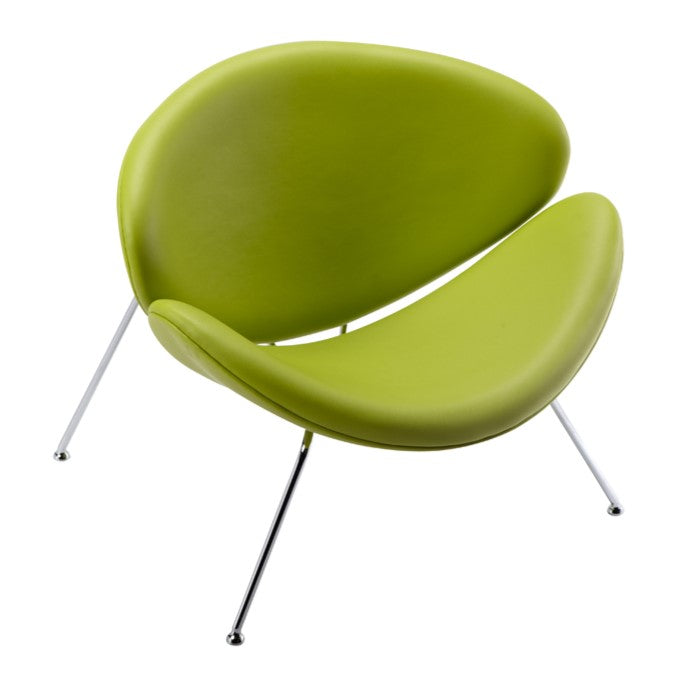 Anais Mid-Century Green Leatherette Accent Chair