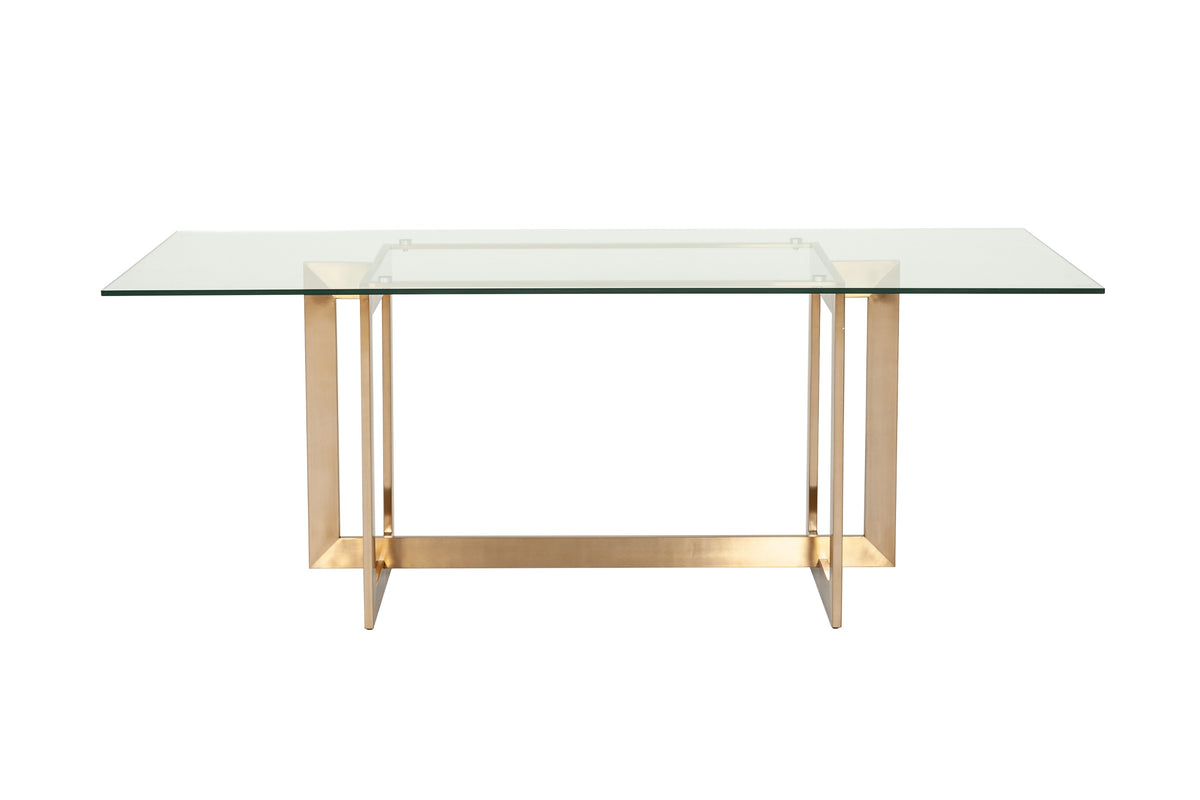 Keaton Modern Glass and Brass Dining Table