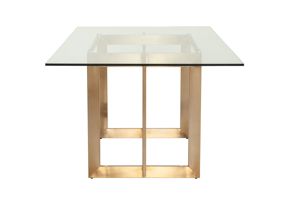 Keaton Modern Glass and Brass Dining Table