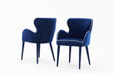 Tigard Mid-Century Blue Fabric Dining Chair