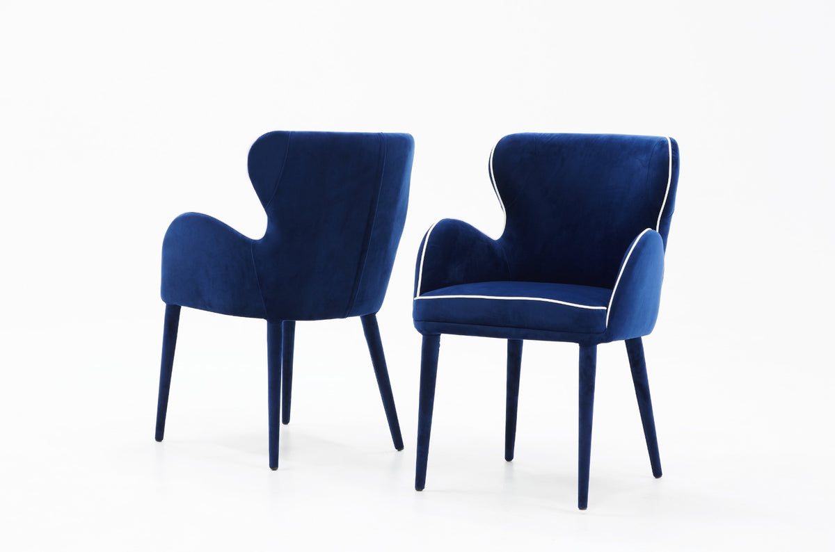 Tigard Mid-Century Blue Fabric Dining Chair
