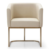 Yukon Modern Beige Bonded and Antique Brass Dining Chair