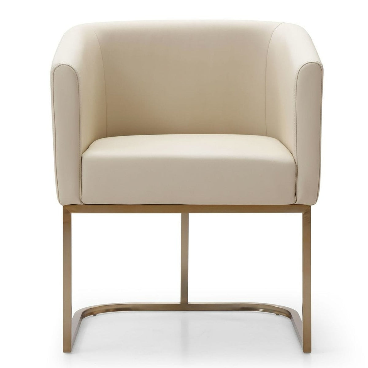 Yukon Modern Beige Bonded and Antique Brass Dining Chair