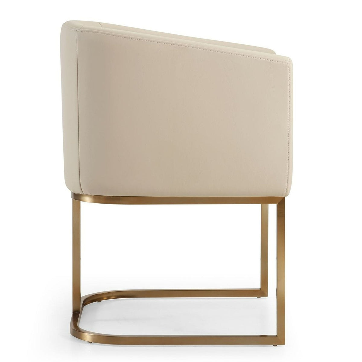 Yukon Modern Beige Bonded and Antique Brass Dining Chair