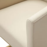 Yukon Modern Beige Bonded and Antique Brass Dining Chair