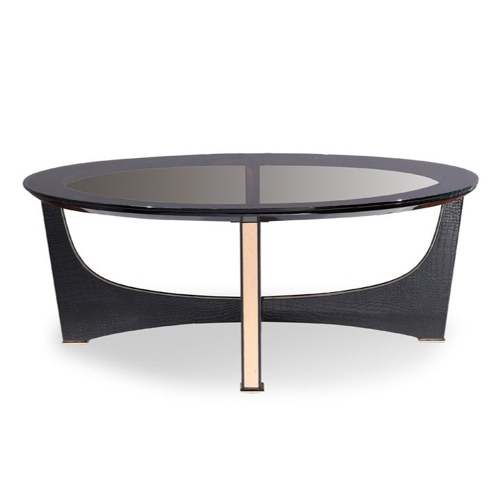Talin Modern Black Crocodile & Rosegold Coffee Table