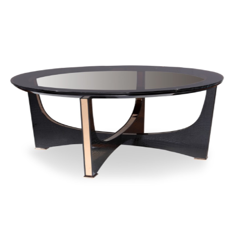 Talin Modern Black Crocodile & Rosegold Coffee Table