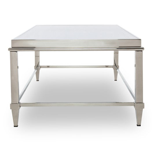 Agar Modern Glass & Stainless Steel Coffee Table