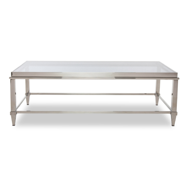 Agar Modern Glass & Stainless Steel Coffee Table
