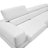 Pella Modern White Italian Leather U Shaped Sectional Sofa