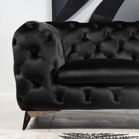 Delilah Modern Black Fabric Loveseat