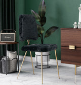 Candace Modern Black Faux Fur Dining Chair (Set of 2)