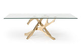 Legend Modern Glass & Gold Dining Table