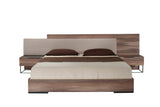 Matteo Italian Modern Queen Walnut & Fabric Bed