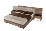 Matteo Italian Modern Eastern King Walnut & Fabric Bed