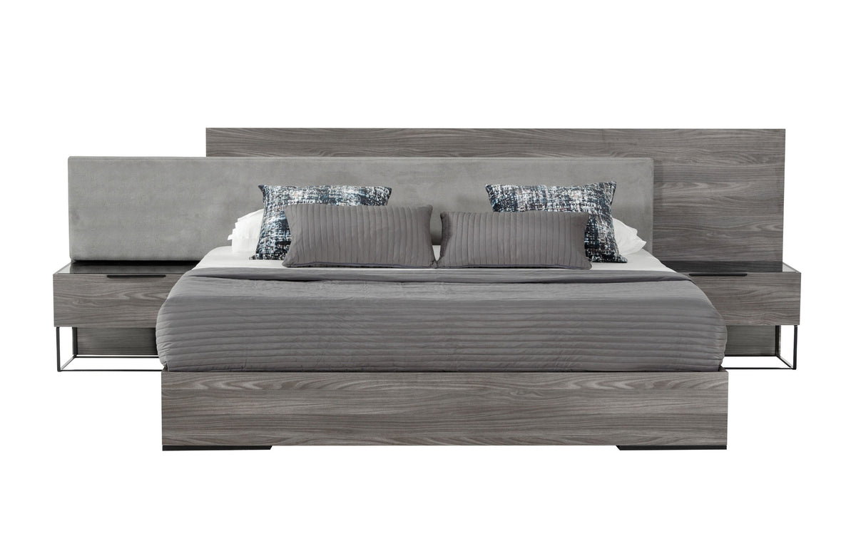 Enzo Italian Modern Grey Oak & Fabric Bedroom Set