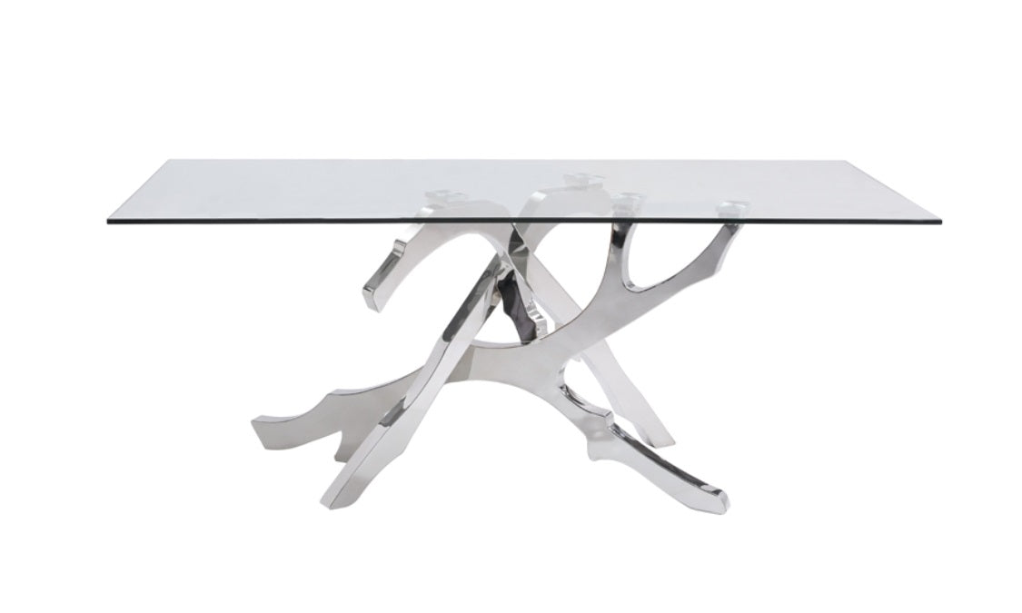 Legend Modern Glass & Stainless Steel Dining Table