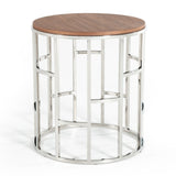 Silvia Modern Walnut & Stainless Steel End Table