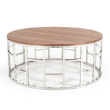 Silvia Modern Walnut & Stainless Steel Coffee Table