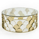Javier Modern Glass & Gold Round Coffee Table