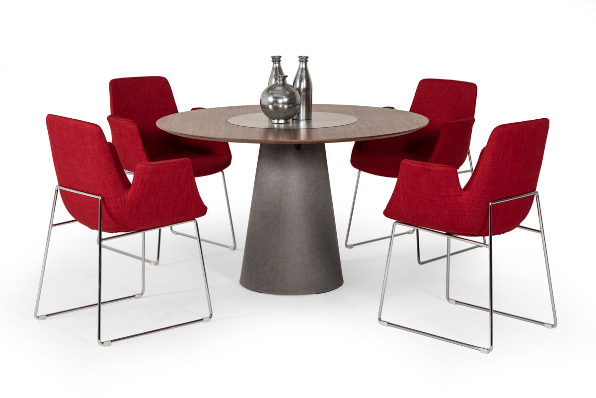 Altair Mid-Century Red Fabric Dining Chair
