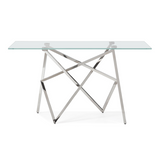 Hawkins Modern Glass & Stainless Steel Console Table