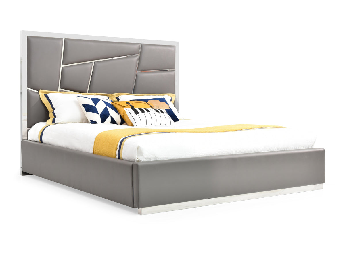 Chrysler Modern Grey Bonded Leather Bed