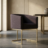 Yukon Modern Grey Fabric & Antique Brass Dining Chair