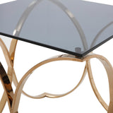 Reklaw Modern Smoked Glass & Rosegold End Table