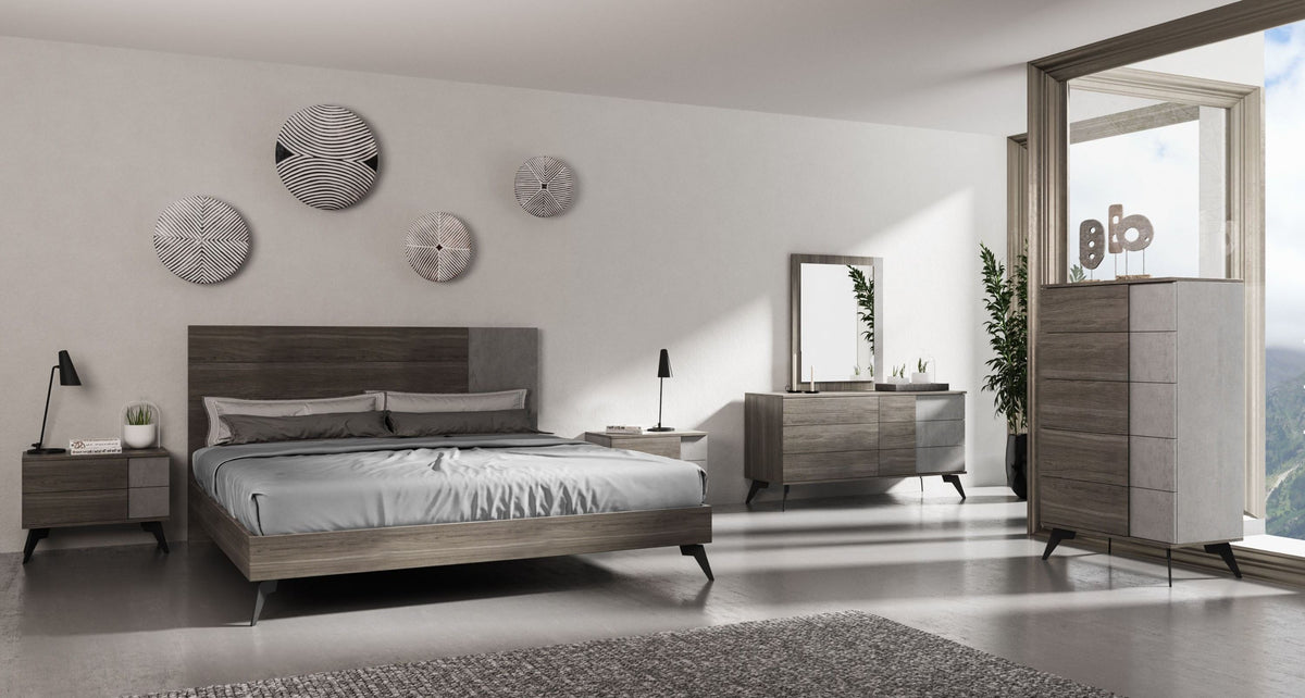 Palermo Italian Modern Faux Concrete & Grey Bedroom Set