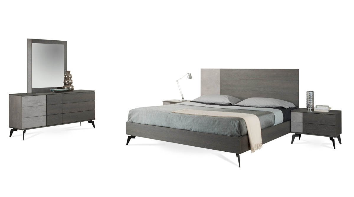Palermo Italian Modern Faux Concrete & Grey Bedroom Set