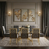 Reba Modern Grey Velvet & Gold Dining Chair (Set of 2)
