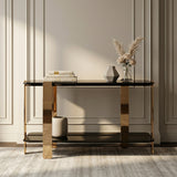 Leroy Modern Ebony & Rosegold Console Table