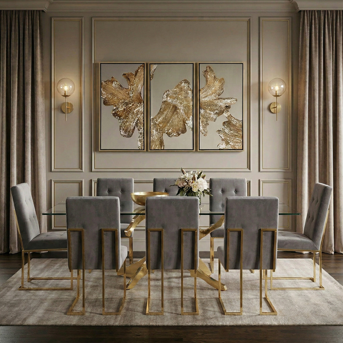 Legend Modern Grey Fabric & Gold Dining Chair (Set of 2)