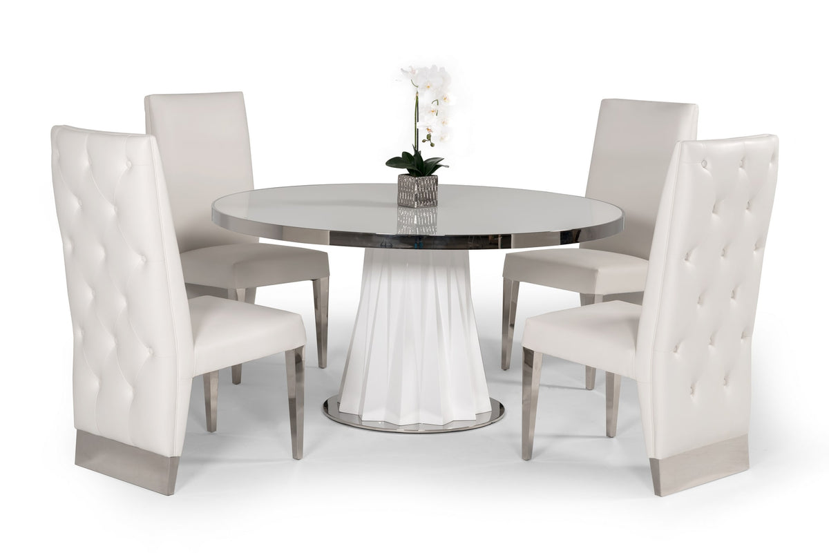 Cabaret Modern White Round Dining Table