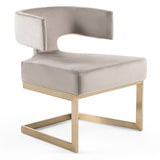 Calvo Modern Off-White Velvet & Brass Dining Chair