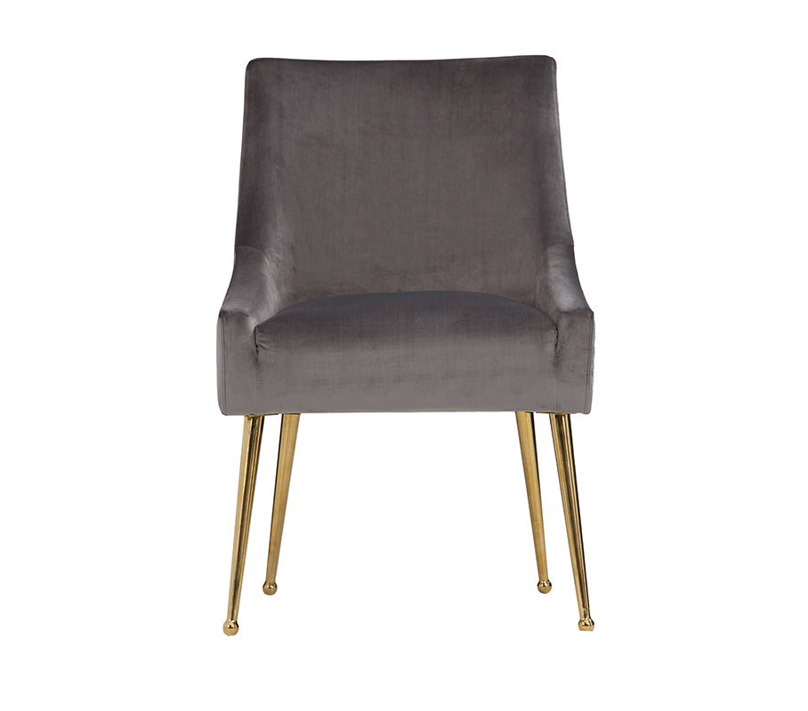 Castana Modern Grey Velvet & Gold Dining Chair (Set of 2)