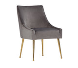 Castana Modern Grey Velvet & Gold Dining Chair (Set of 2)