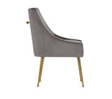 Castana Modern Grey Velvet & Gold Dining Chair (Set of 2)
