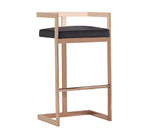 Halifax Modern Black Velvet & Rosegold Bar Stool
