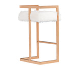Halifax Modern White Faux Fur & Rosegold Bar Stool