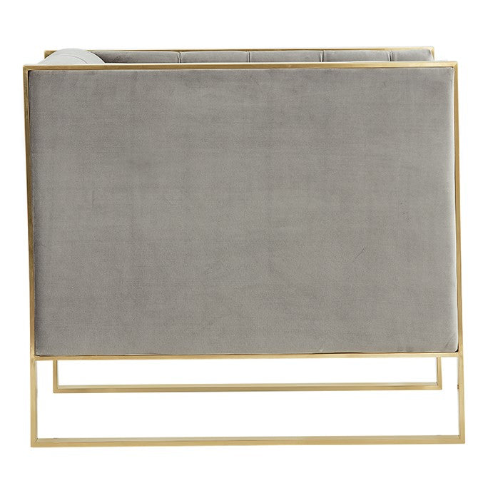 Carlos Modern Grey Velvet & Gold Accent Chair