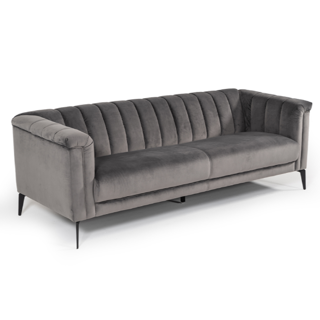 Jeremy Modern Grey Velvet Sofa