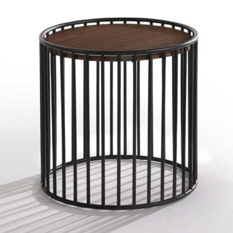 Bronson Modern Walnut & Black Round Tea Table