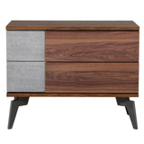 Palermo Modern Italian Faux Concrete & Walnut Nightstand