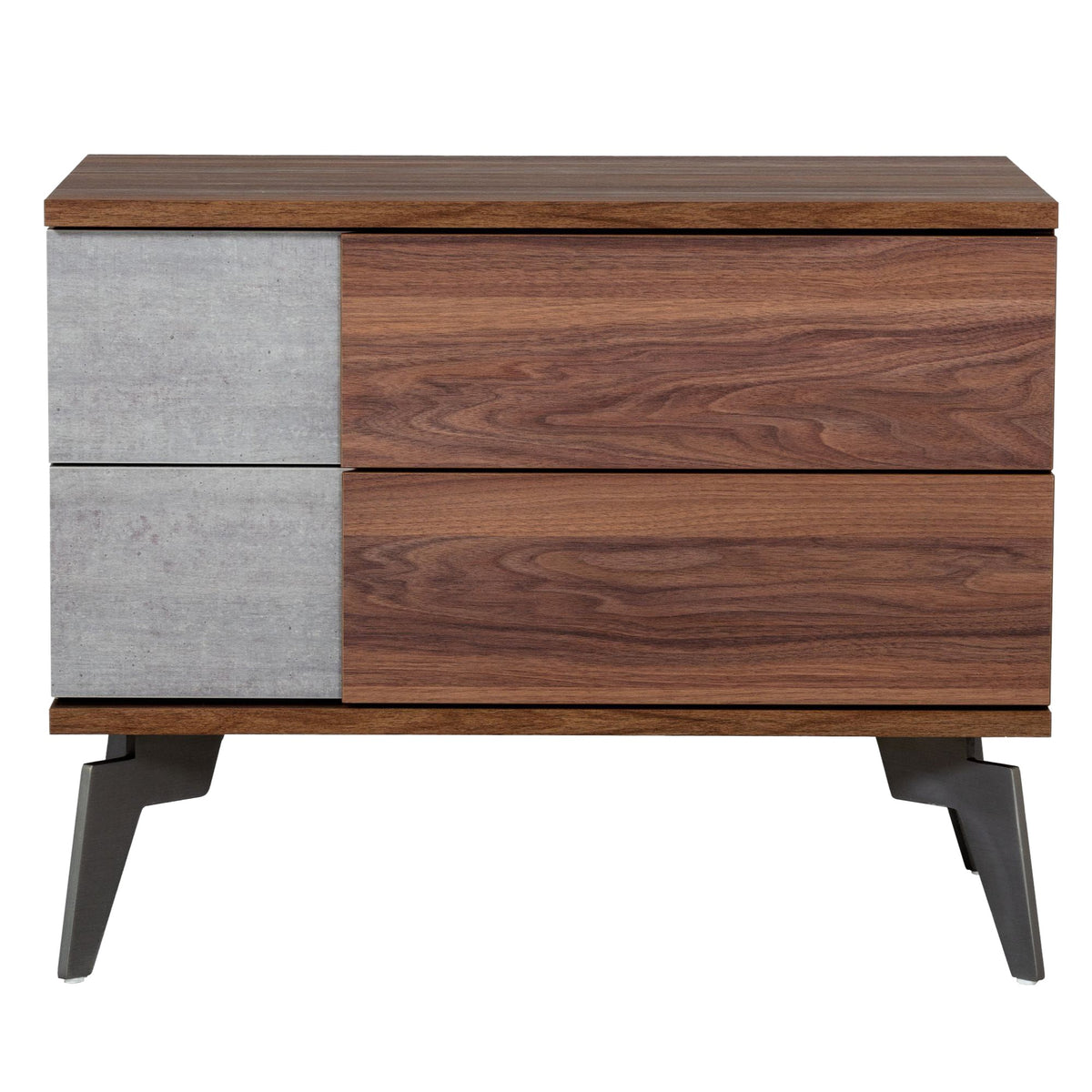 Palermo Modern Italian Faux Concrete & Walnut Nightstand