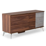 Palermo Italian Modern Faux Concrete & Walnut Bedroom Set