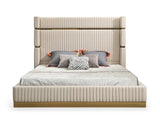 Sterling Modern Beige Bonded Leather & Gold Bed