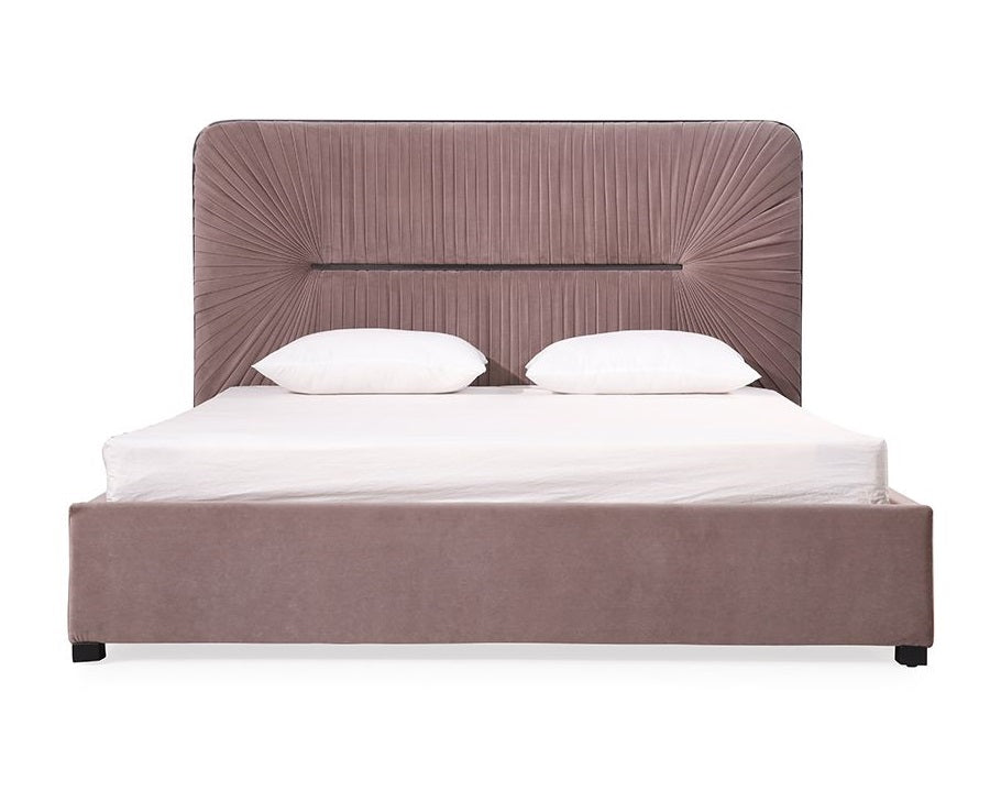 Mielcasa | Grey Modrest Duke Modern Grey Velvet & Black Gun Chrome Bed | SKU VGVCBD1903-GRY | MPN: 75865|75866 | Free Delivery & Free Return